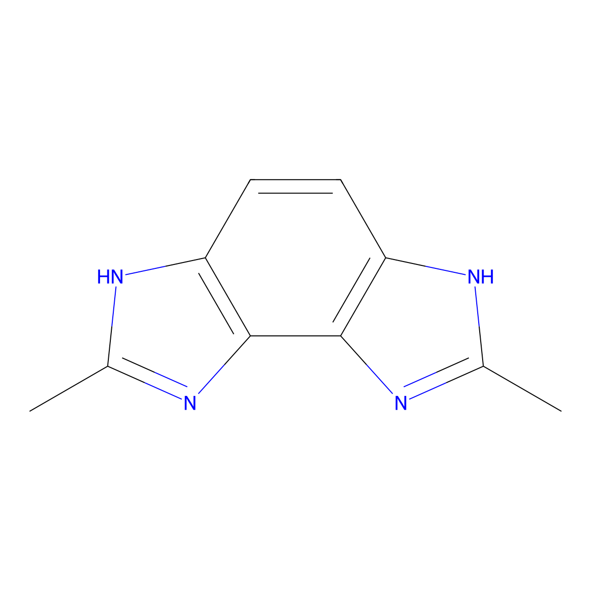 Benzo(1,2-d:3,4-d')diimidazole, 1,6-dihydro-2,7-dimethyl- molecular structure, CAS 205391-03-3