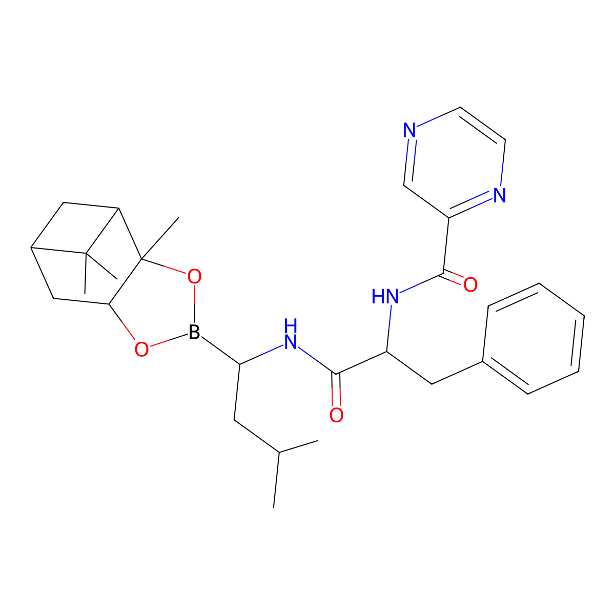 Bortezomib-pinanediol molecular structure, CAS 205393-22-2