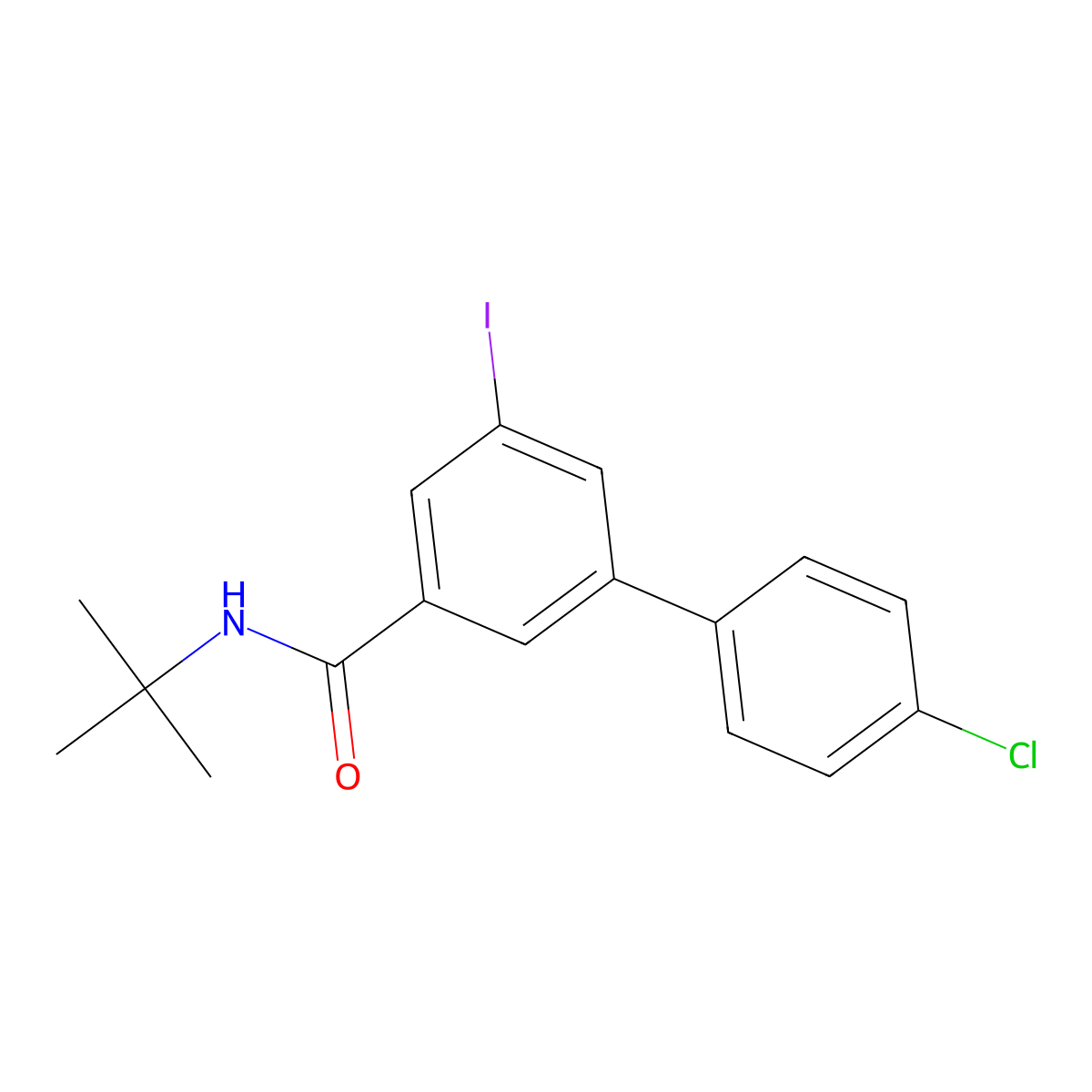 N-(Tert-butyl)-4'-chloro-5-iodo-[1,1'-biphenyl]-3-carboxamide molecular structure, CAS 2054022-98-7