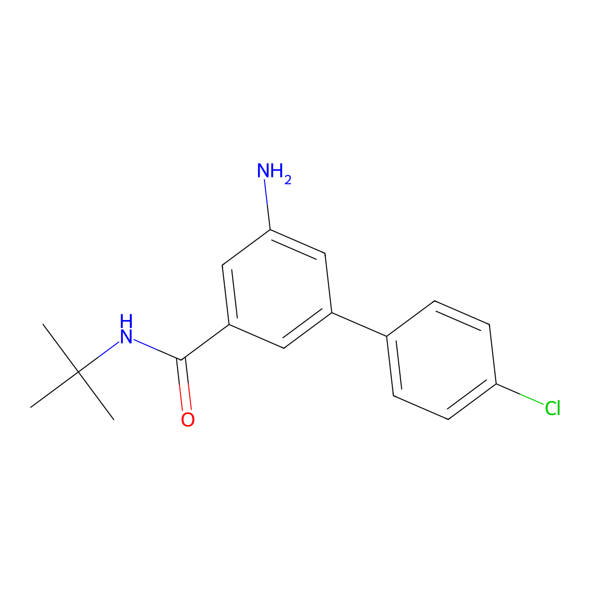 5-Amino-N-(tert-butyl)-4'-chloro-[1,1'-biphenyl]-3-carboxamide molecular structure, CAS 2054023-15-1
