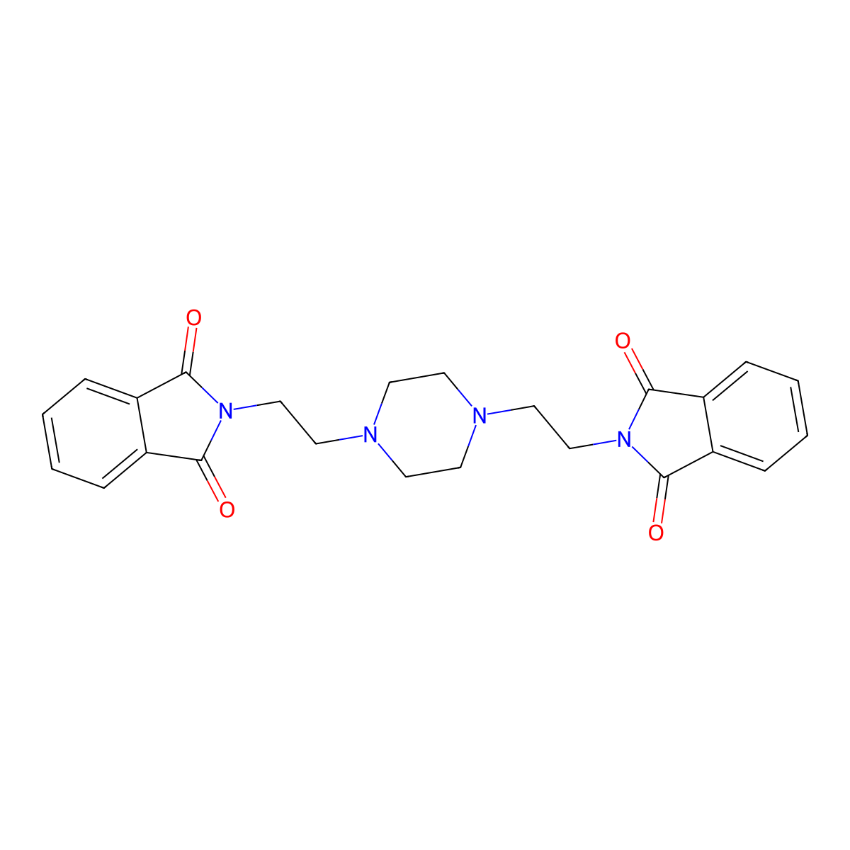 2,2'-(piperazine-1,4-diyldiethane-2,1-diyl)bis(1H-isoindole-1,3(2H)-dione) molecular structure, CAS 20541-87-1