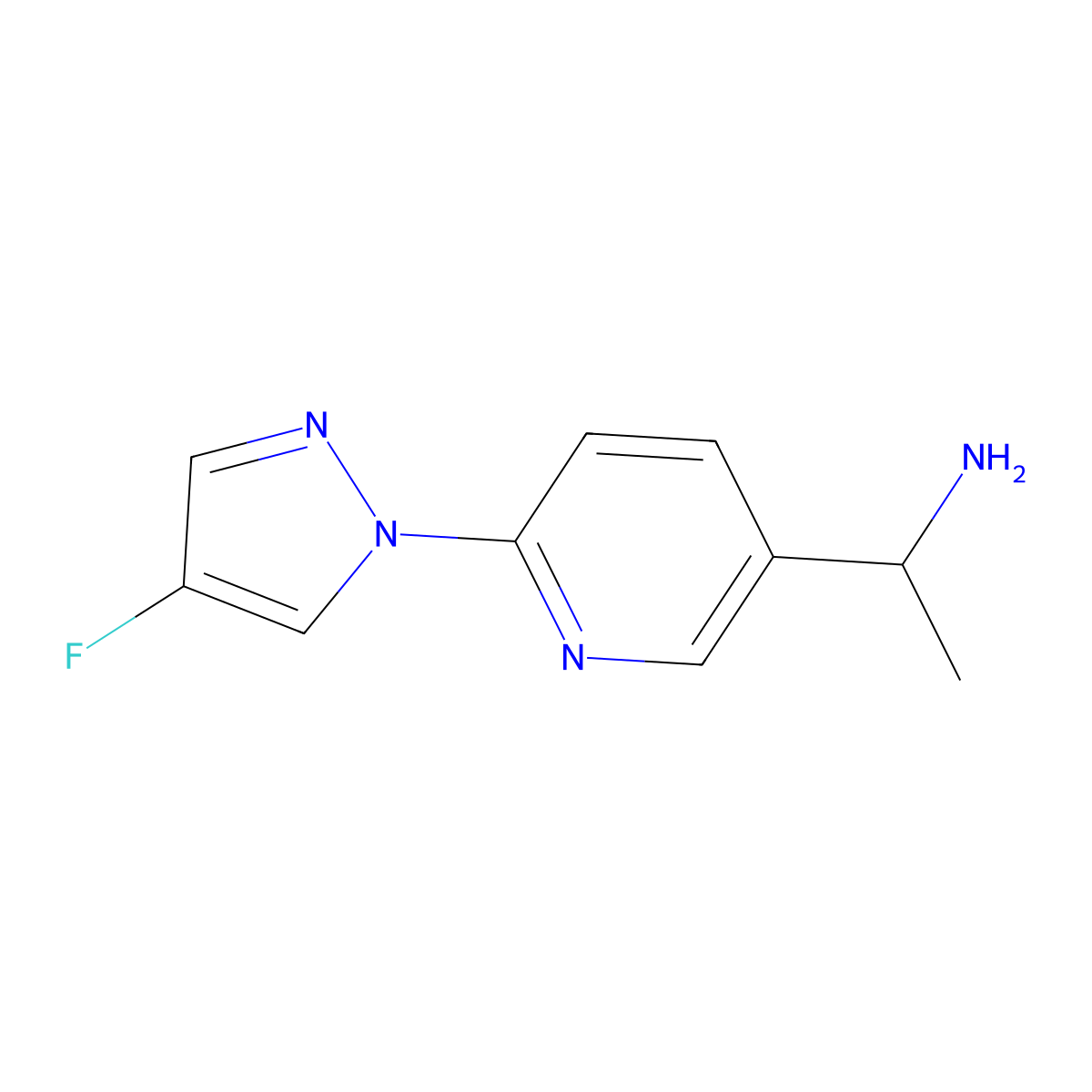 (R)-1-(6-(4-Fluoro-1H-pyrazol-1-yl)pyridin-3-yl)ethan-1-amine molecular structure, CAS 2054317-97-2