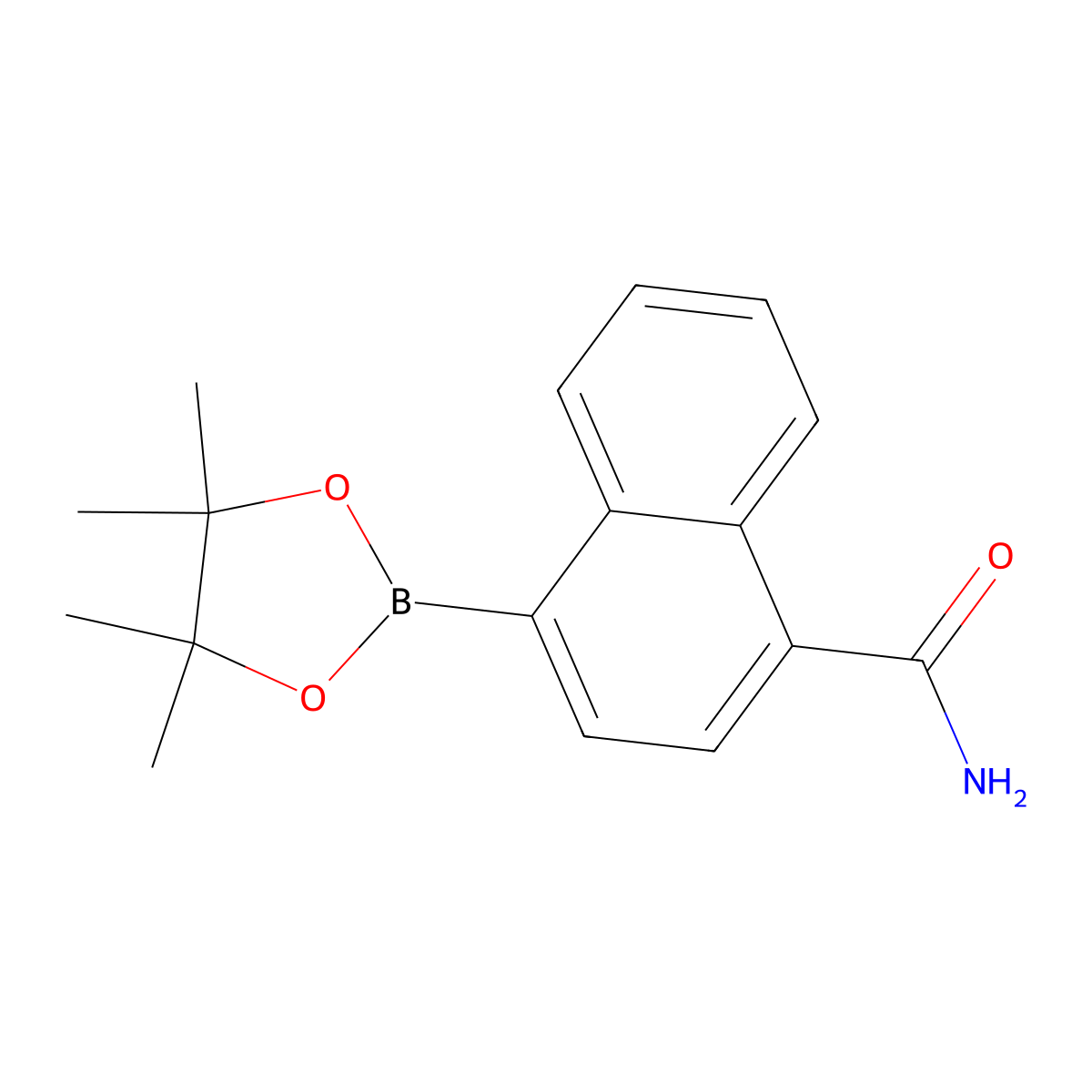 4-(4,4,5,5-Tetramethyl-[1,3,2]dioxaborolan-2-yl)-naphthalene-1-carboxylic acid amide molecular structure, CAS 2054338-98-4