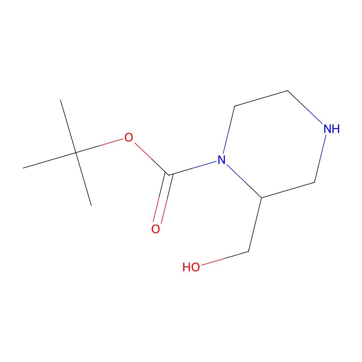 tert-Butyl 2-(hydroxymethyl)piperazine-1-carboxylate molecular structure, CAS 205434-75-9