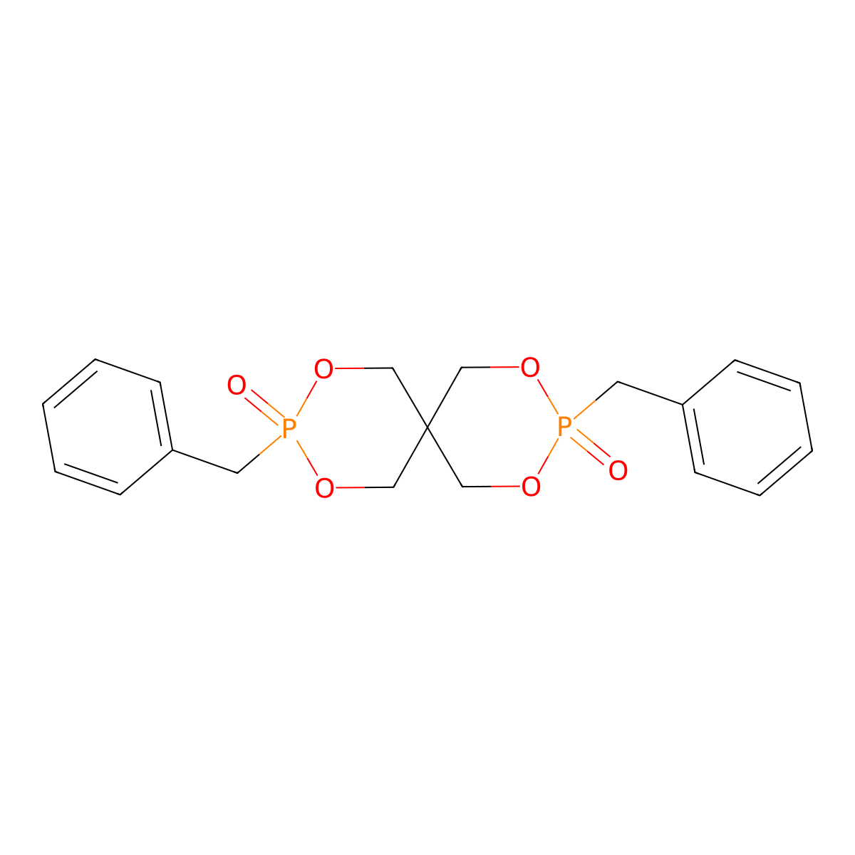 2,4,8,10-Tetraoxa-3,9-diphosphaspiro(5.5)undecane, 3,9-bis(phenylmethyl)-, 3,9-dioxide molecular structure, CAS 20544-37-0