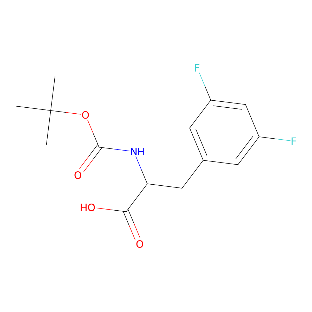 3,5-Difluoro-L-phenylalanine, N-BOC protected molecular structure, CAS 205445-52-9