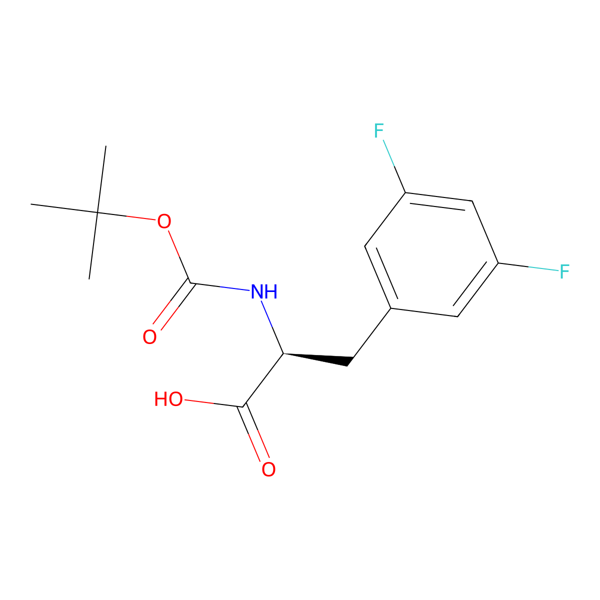 3,5-Difluoro-L-phenylalanine, N-BOC protected molecular structure, CAS 205445-52-9