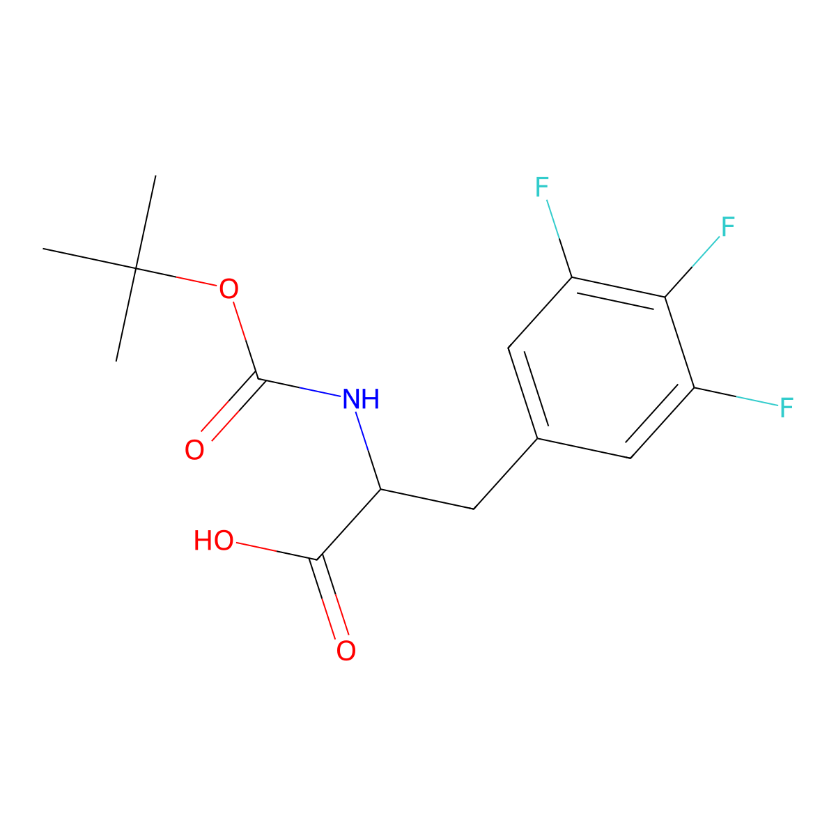 (S)-2-((tert-Butoxycarbonyl)amino)-3-(3,4,5-trifluorophenyl)propanoic acid molecular structure, CAS 205445-54-1