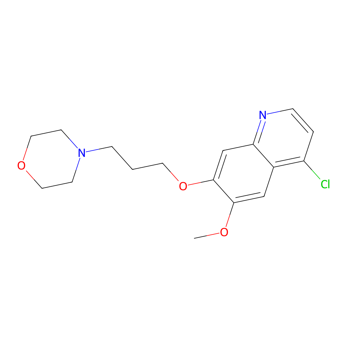 4-(3-((4-Chloro-6-methoxyquinolin-7-yl)oxy)propyl)morpholine molecular structure, CAS 205448-32-4