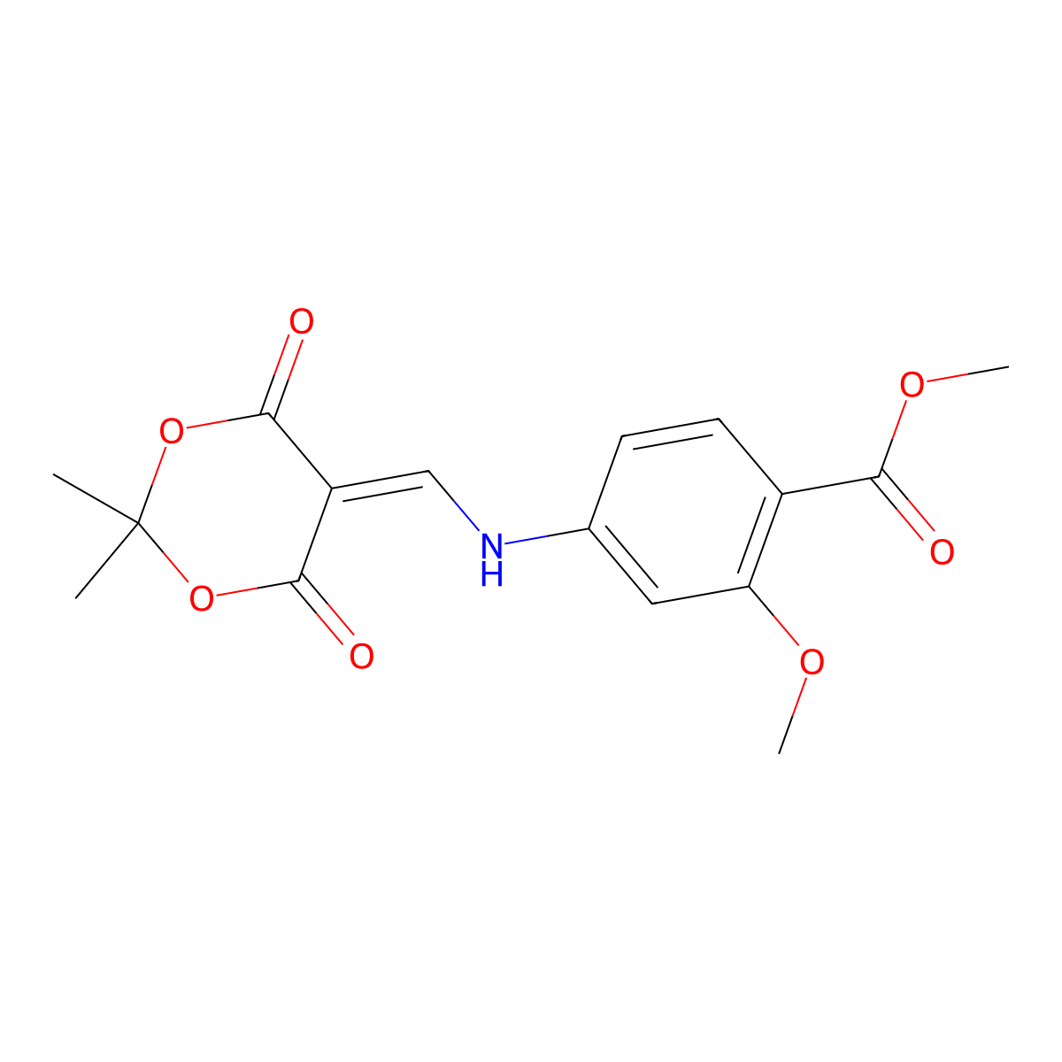 Methyl 4-(((2,2-dimethyl-4,6-dioxo-1,3-dioxan-5-ylidene)methyl)amino)-2-methoxybenzoate molecular structure, CAS 205448-64-2