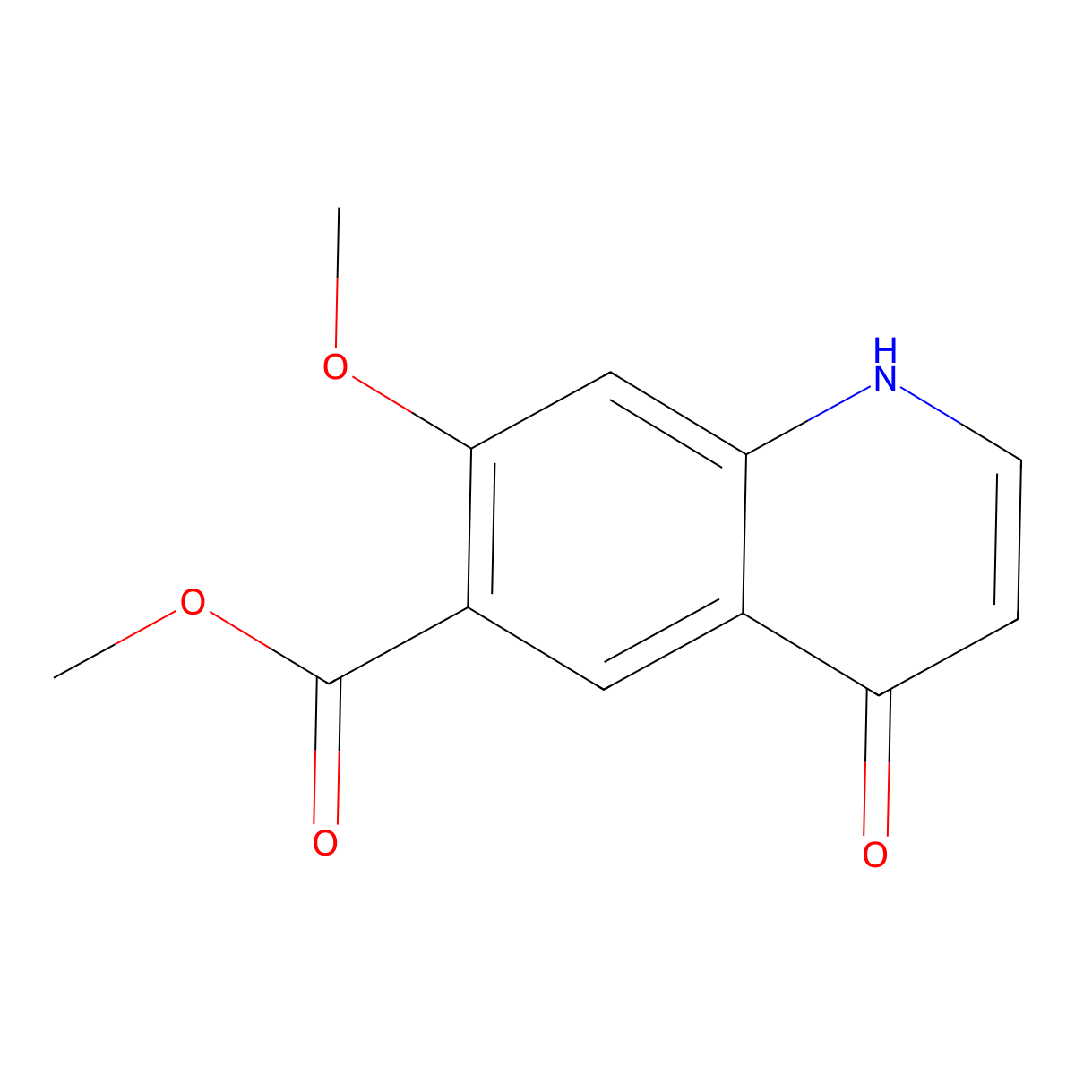 Methyl 1,4-dihydro-7-methoxy-4-oxo-6-quinolinecarboxylate molecular structure, CAS 205448-65-3
