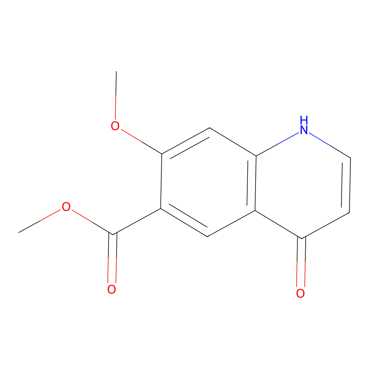 Methyl 1,4-dihydro-7-methoxy-4-oxo-6-quinolinecarboxylate molecular structure, CAS 205448-65-3