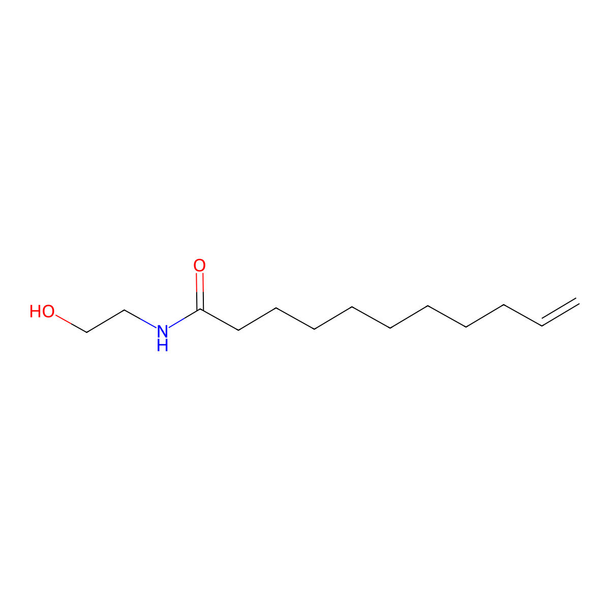 Undecylenic acid monoethanolamide molecular structure, CAS 20545-92-0