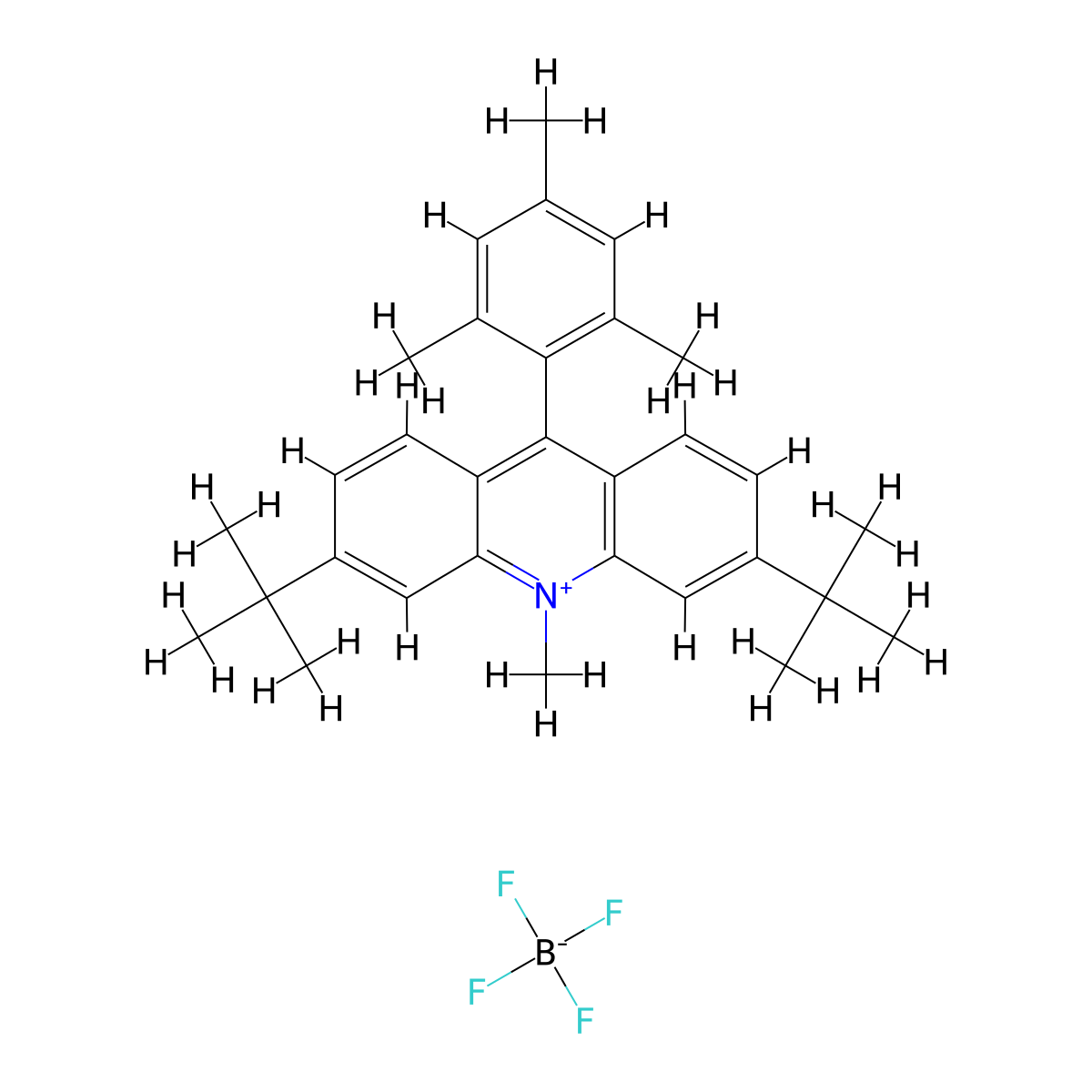 3,6-Di-tert-butyl-9-mesityl-10-methylacridin-10-ium tetrafluoroborate molecular structure, CAS 2054779-48-3