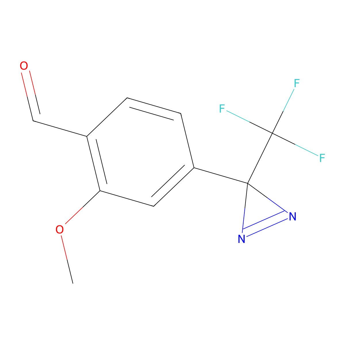 2-Methoxy-4-(3-(trifluoromethyl)-3H-diazirin-3-yl)benzaldehyde molecular structure, CAS 205485-25-2