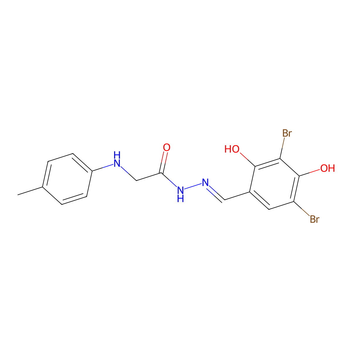 (E)-N"-(3,5-Dibromo-2,4-dihydroxybenzylidene)-2-(p-tolylamino)acetohydrazide molecular structure, CAS 2054944-80-6