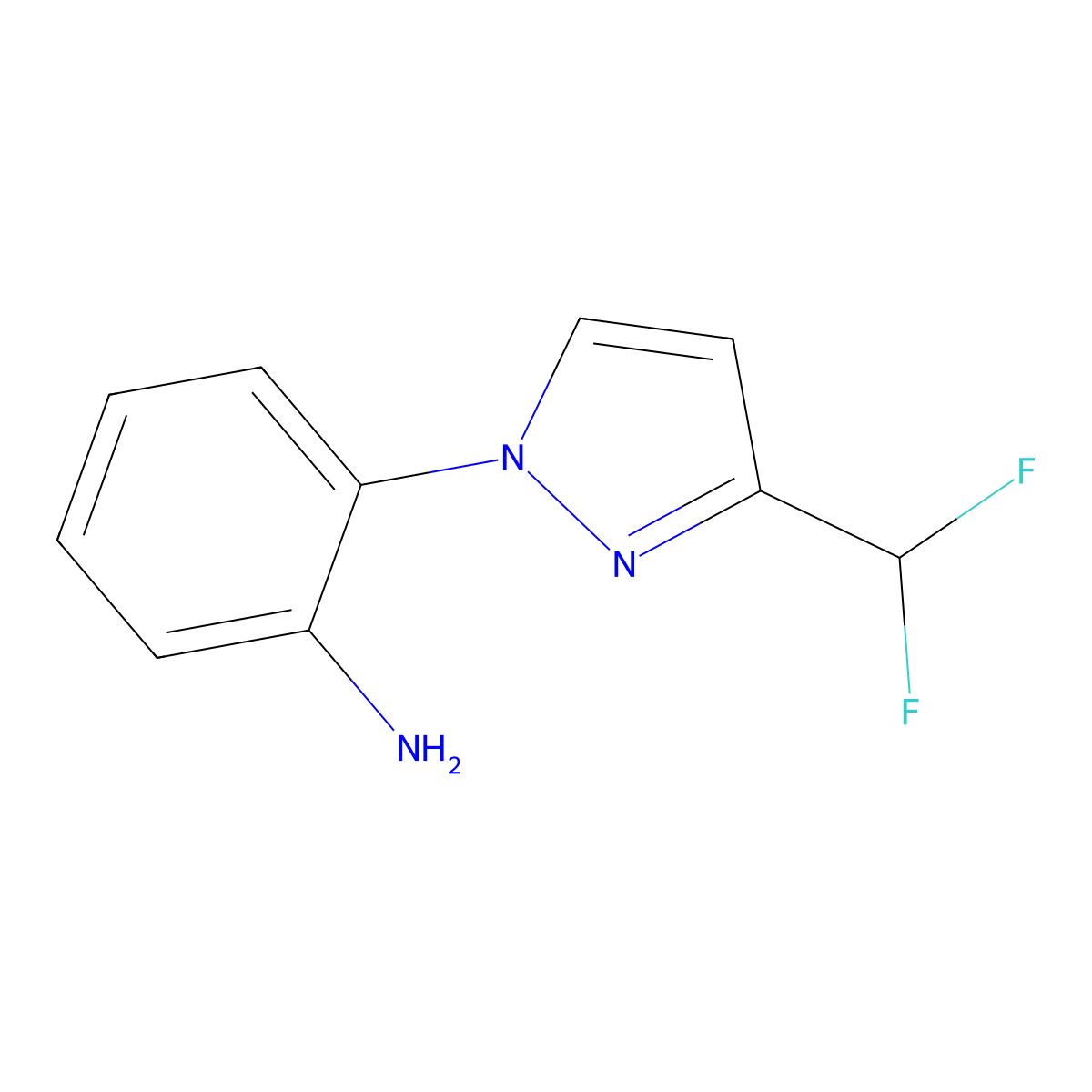 2-[3-(Difluoromethyl)-1H-pyrazol-1-yl]aniline molecular structure, CAS 2054953-06-7