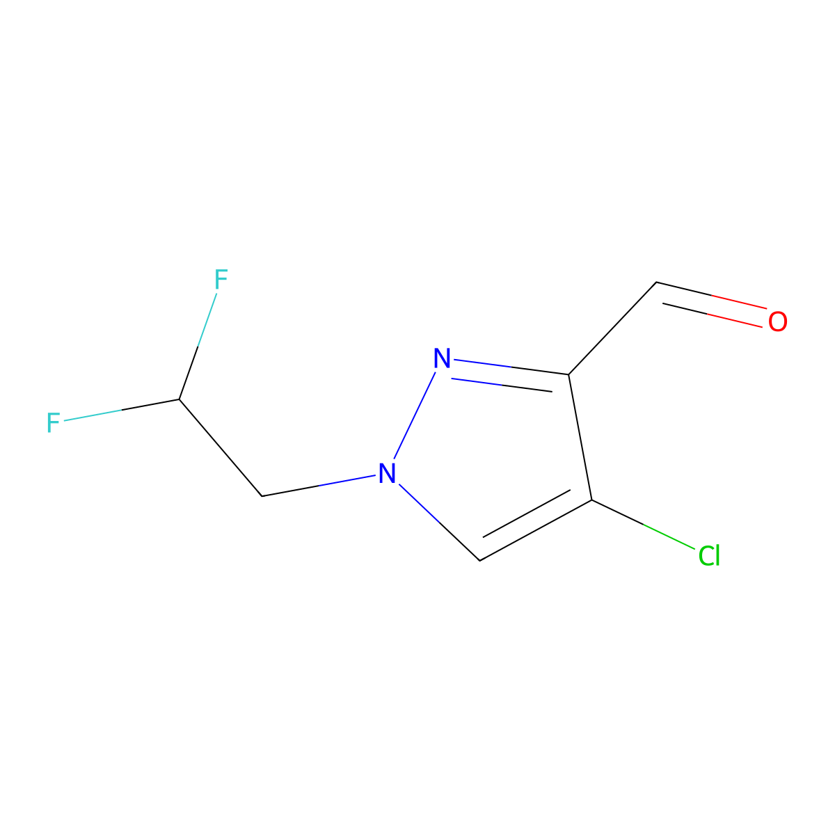 4-Chloro-1-(2,2-difluoroethyl)-1H-pyrazole-3-carbaldehyde molecular structure, CAS 2054953-41-0