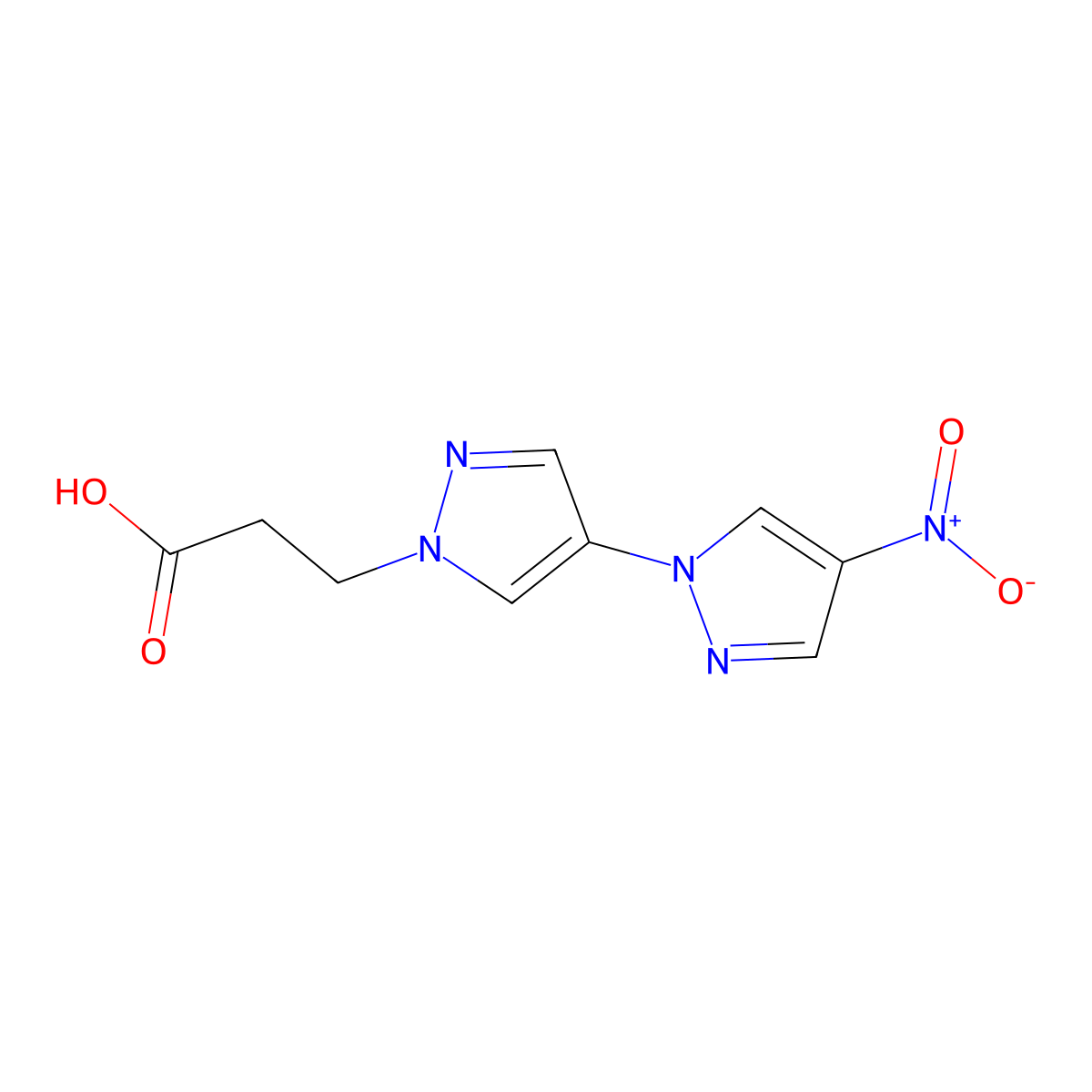 3-(4-Nitro-1'H-1,4'-bipyrazol-1'-yl)propanoic acid molecular structure, CAS 2054953-45-4