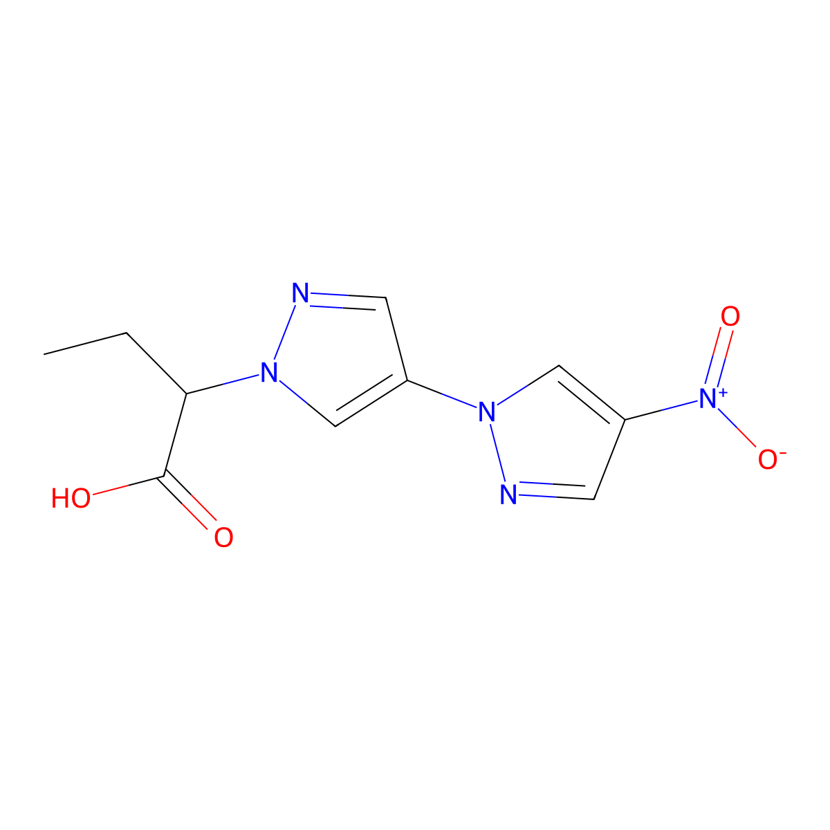 2-(4-Nitro-1'H-1,4'-bipyrazol-1'-yl)butanoic acid molecular structure, CAS 2054953-46-5