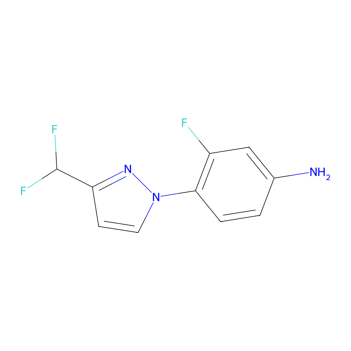4-[3-(Difluoromethyl)-1H-pyrazol-1-yl]-3-fluoroaniline molecular structure, CAS 2054953-47-6