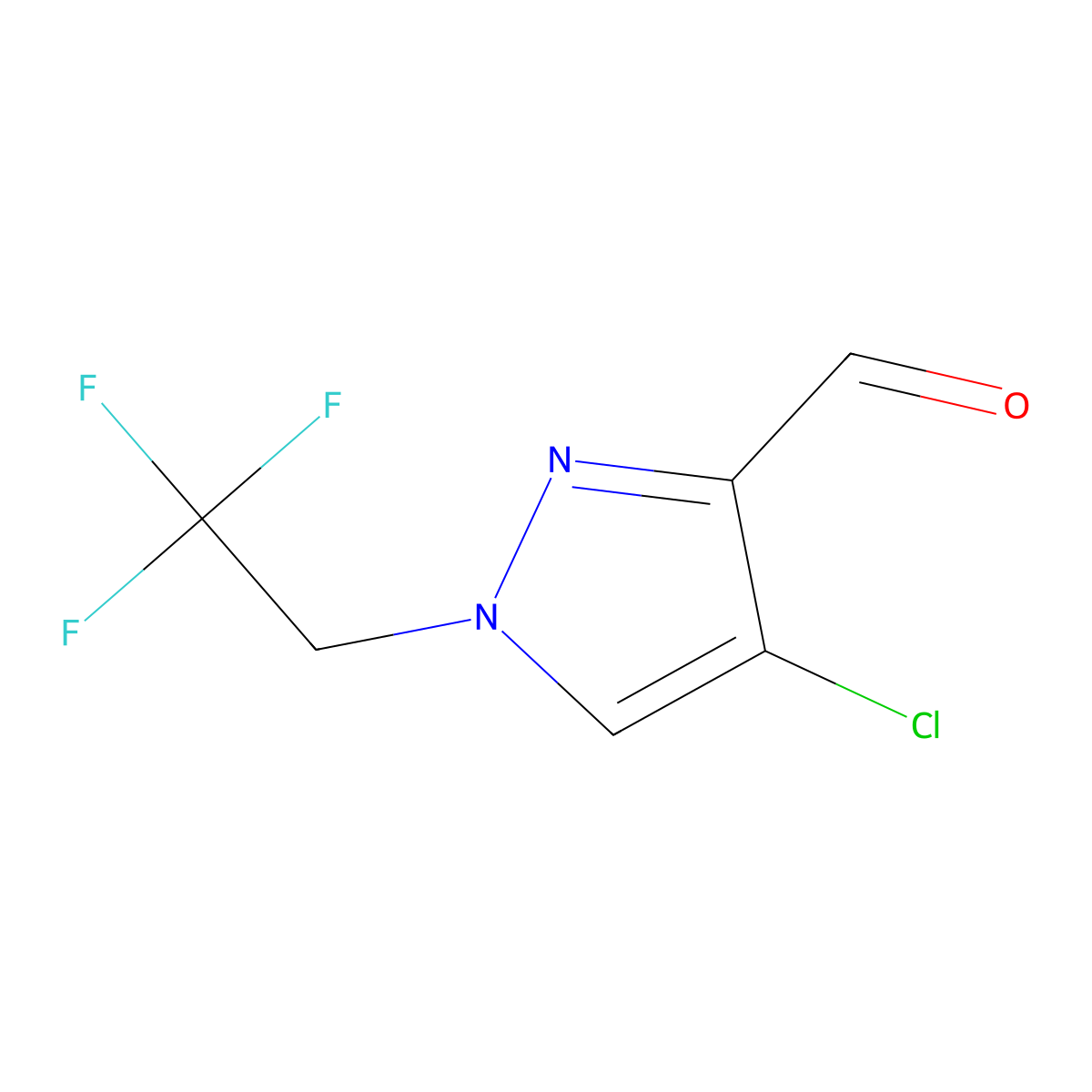 4-Chloro-1-(2,2,2-trifluoroethyl)-1H-pyrazole-3-carbaldehyde molecular structure, CAS 2054953-57-8