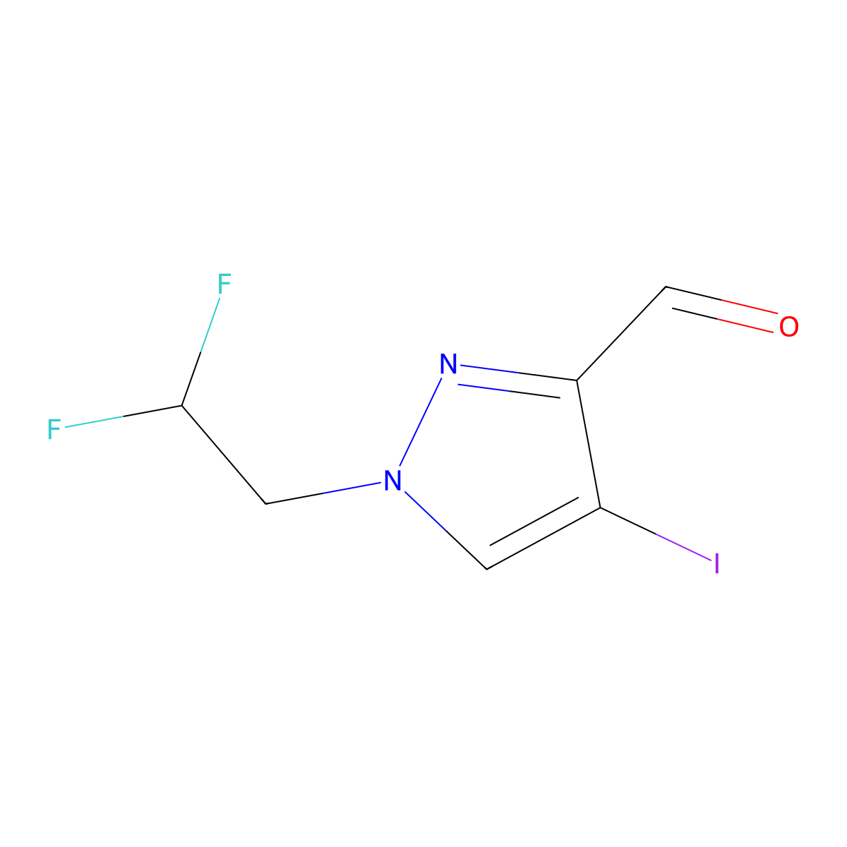 1-(2,2-Difluoroethyl)-4-iodo-1H-pyrazole-3-carbaldehyde molecular structure, CAS 2054953-65-8