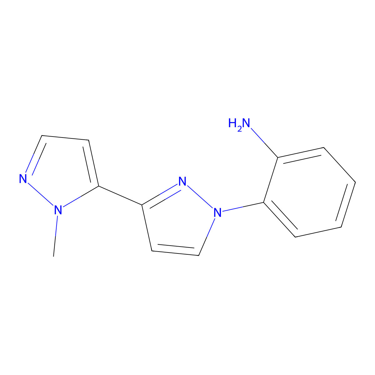 2-(2'-Methyl-1H,2'H-3,3'-bipyrazol-1-yl)aniline molecular structure, CAS 2054953-67-0
