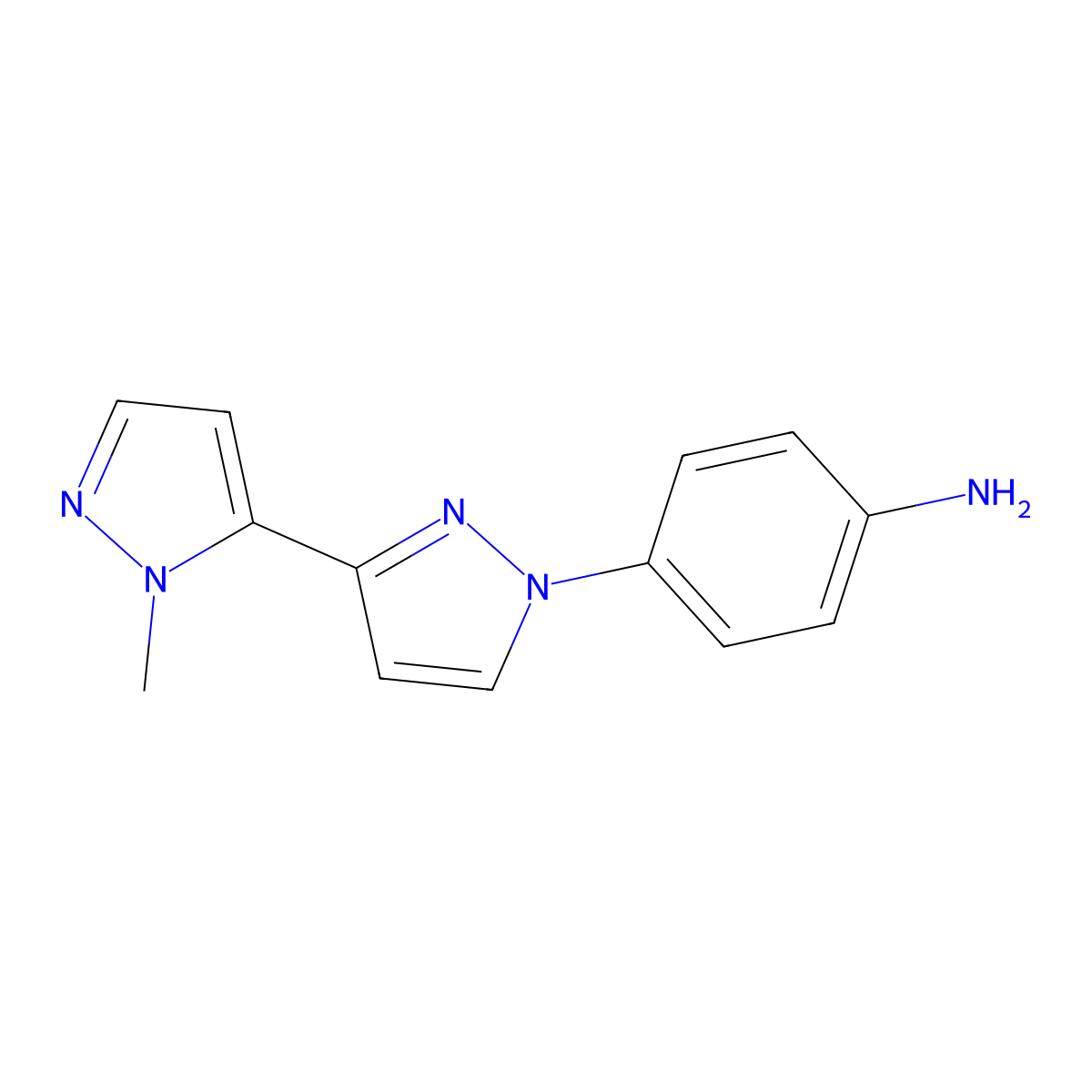 4-(2'-Methyl-1H,2'H-3,3'-bipyrazol-1-yl)aniline molecular structure, CAS 2054953-68-1