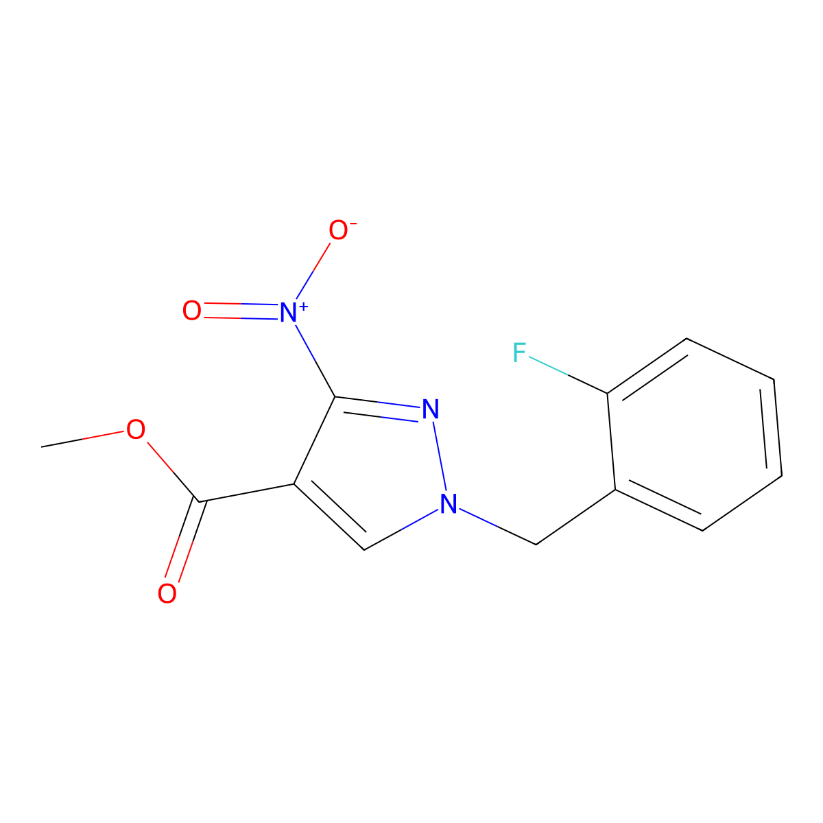 Methyl 1-(2-fluorobenzyl)-3-nitro-1H-pyrazole-4-carboxylate molecular structure, CAS 2054953-74-9