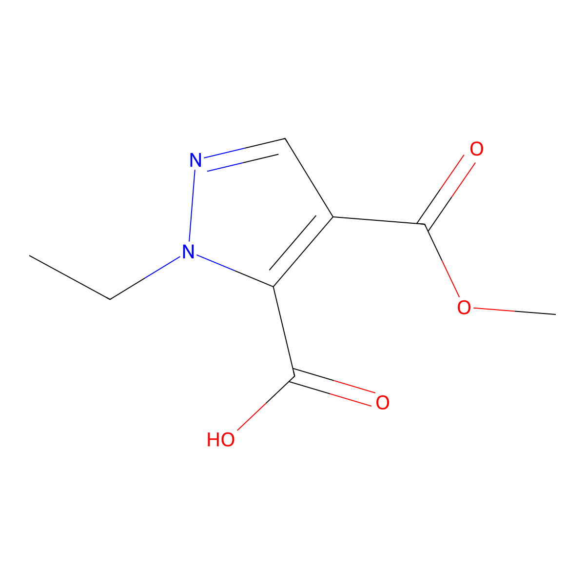 1-Ethyl-4-(methoxycarbonyl)-1H-pyrazole-5-carboxylic acid molecular structure, CAS 2054953-77-2