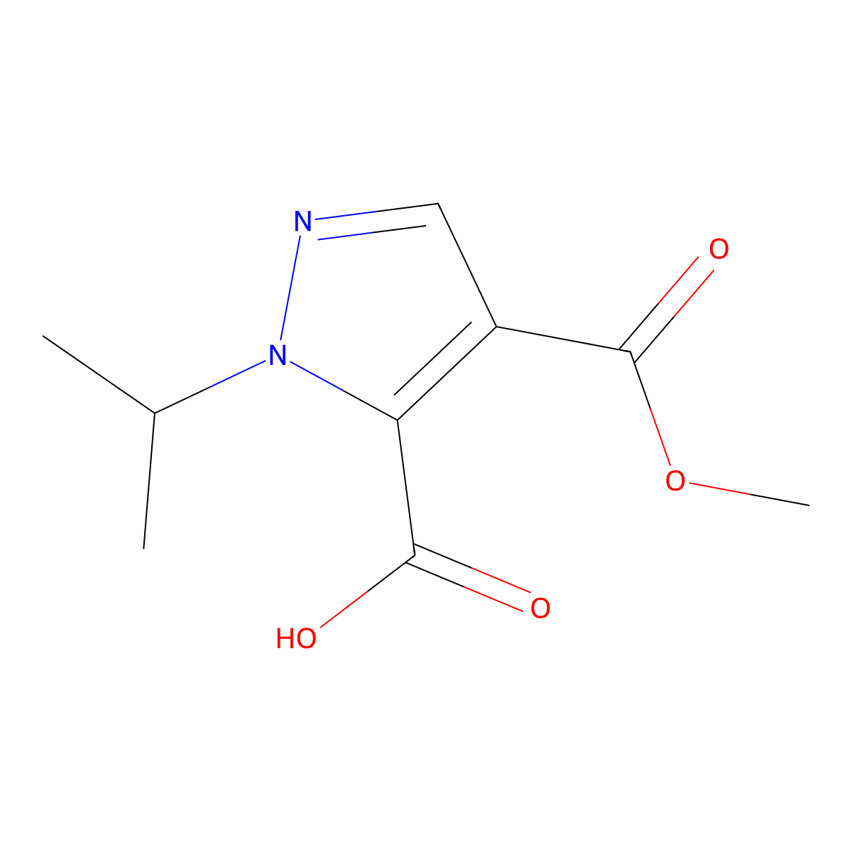 1-Isopropyl-4-(methoxycarbonyl)-1H-pyrazole-5-carboxylic acid molecular structure, CAS 2054953-83-0