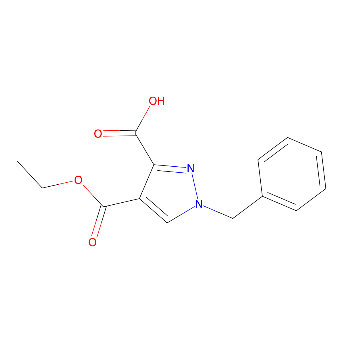 1-Benzyl-4-(ethoxycarbonyl)-1H-pyrazole-3-carboxylic acid molecular structure, CAS 2054953-86-3