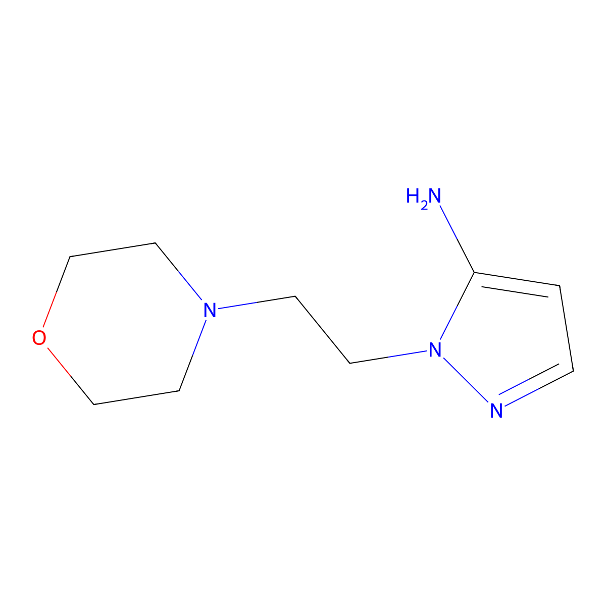 1-[2-(morpholin-4-yl)ethyl]-1H-pyrazol-5-amine molecular structure, CAS 2054953-89-6