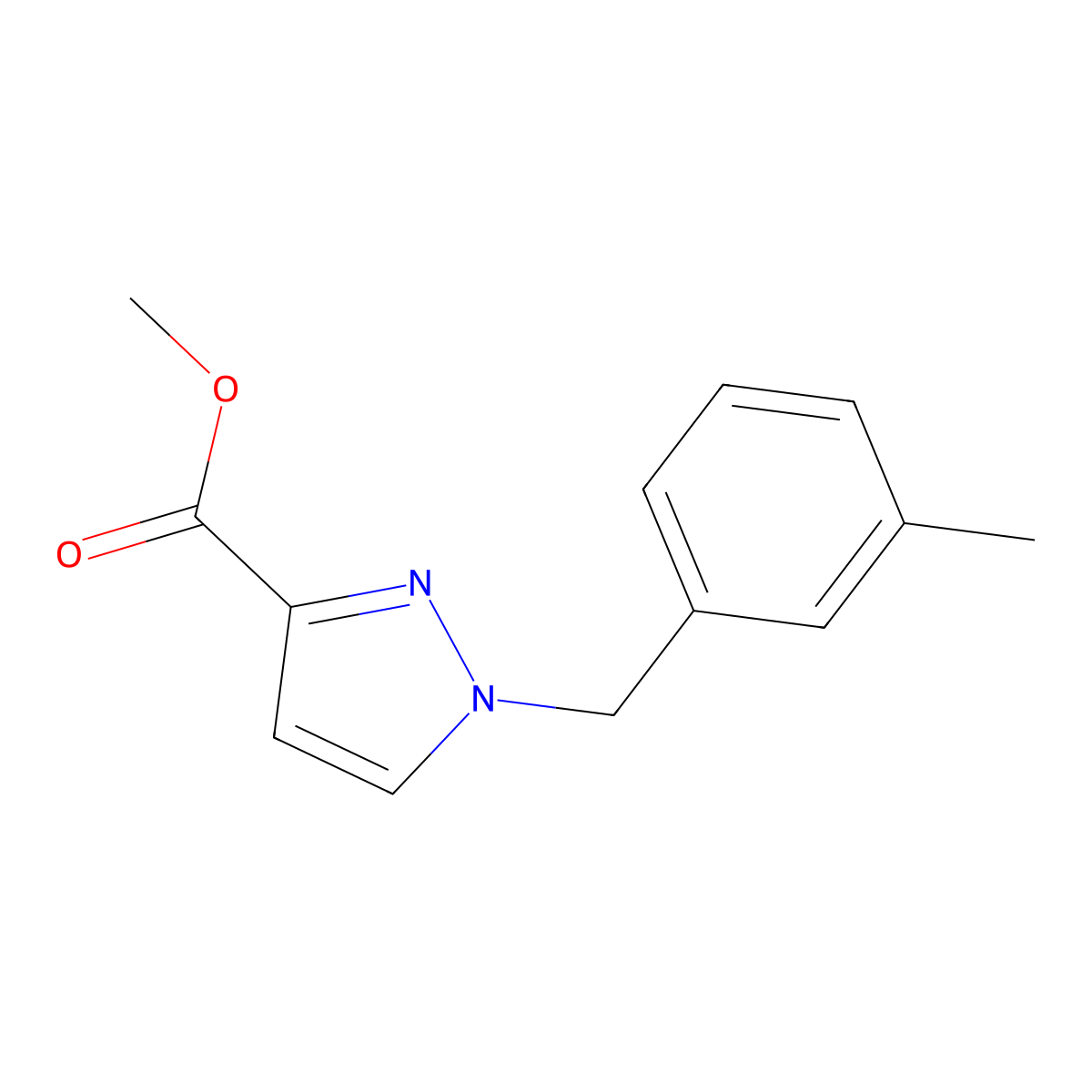 Methyl 1-(3-methylbenzyl)-1H-pyrazole-3-carboxylate molecular structure, CAS 2054953-97-6