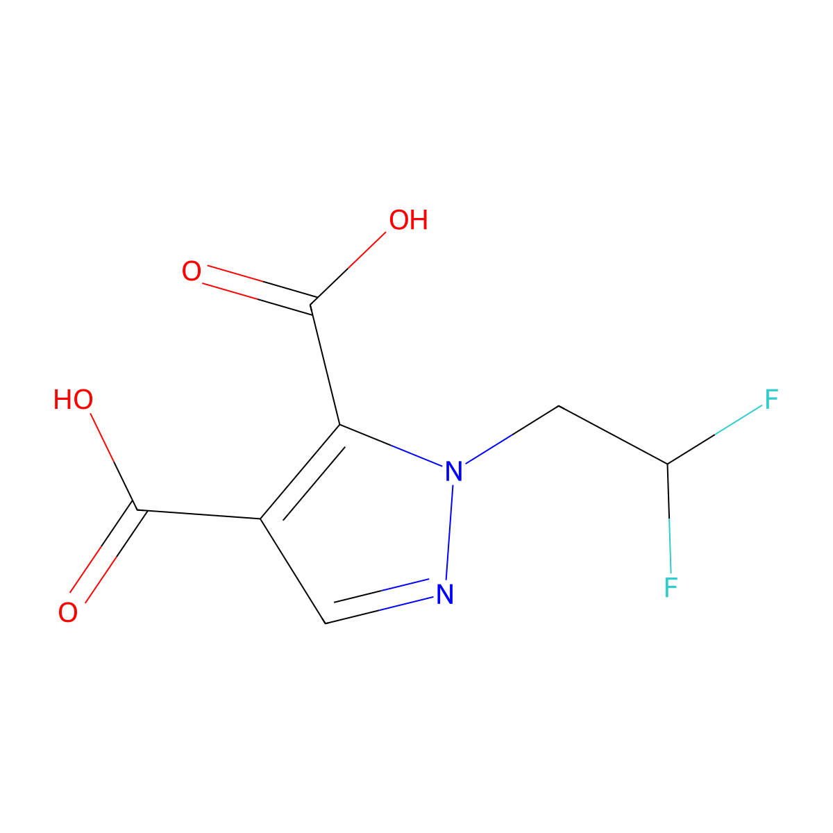 1-(2,2-Difluoroethyl)-1H-pyrazole-4,5-dicarboxylic acid molecular structure, CAS 2054953-98-7