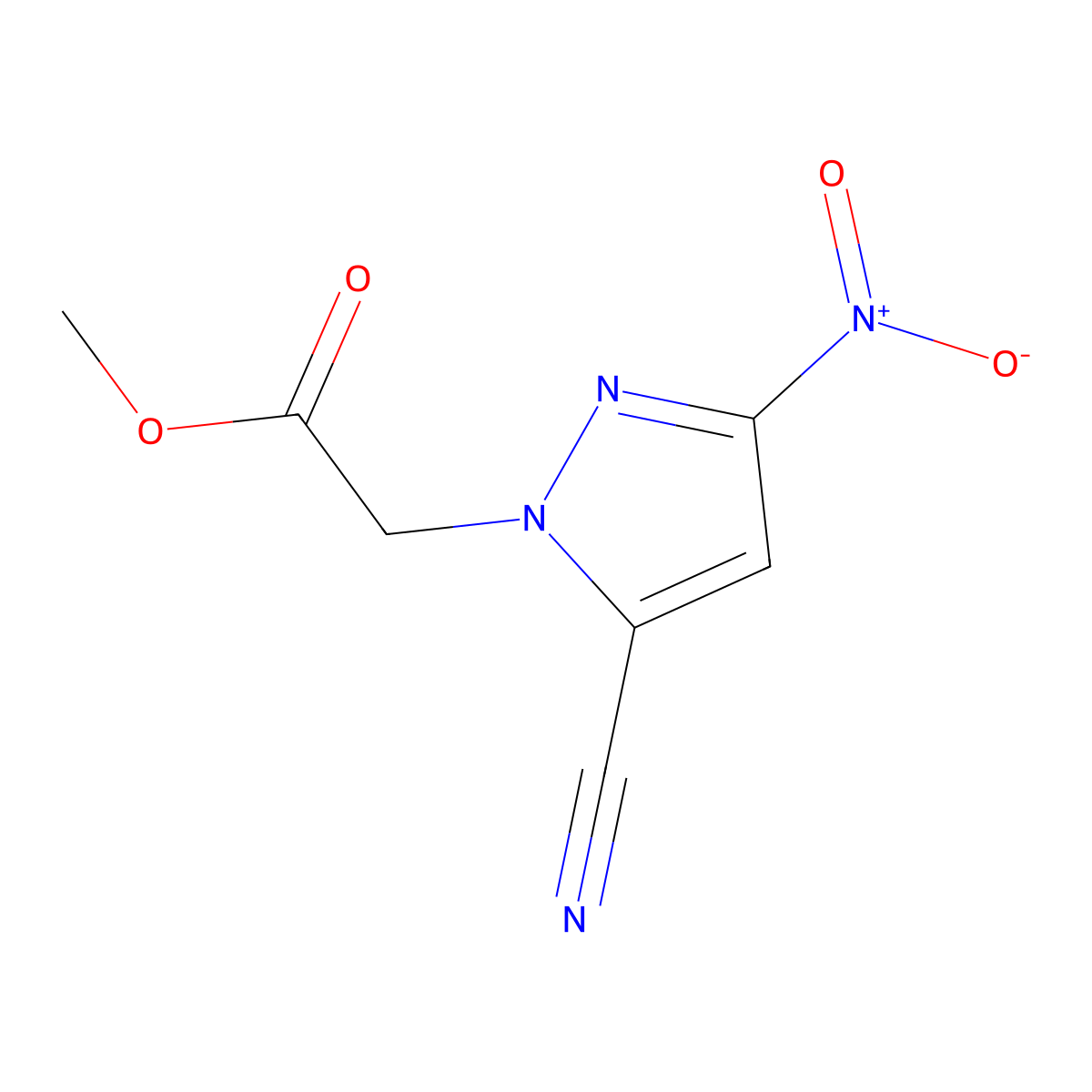 Methyl (5-cyano-3-nitro-1H-pyrazol-1-yl)acetate molecular structure, CAS 2054954-04-8