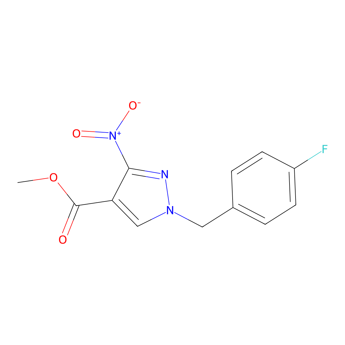 Methyl 1-(4-fluorobenzyl)-3-nitro-1H-pyrazole-4-carboxylate molecular structure, CAS 2054954-07-1