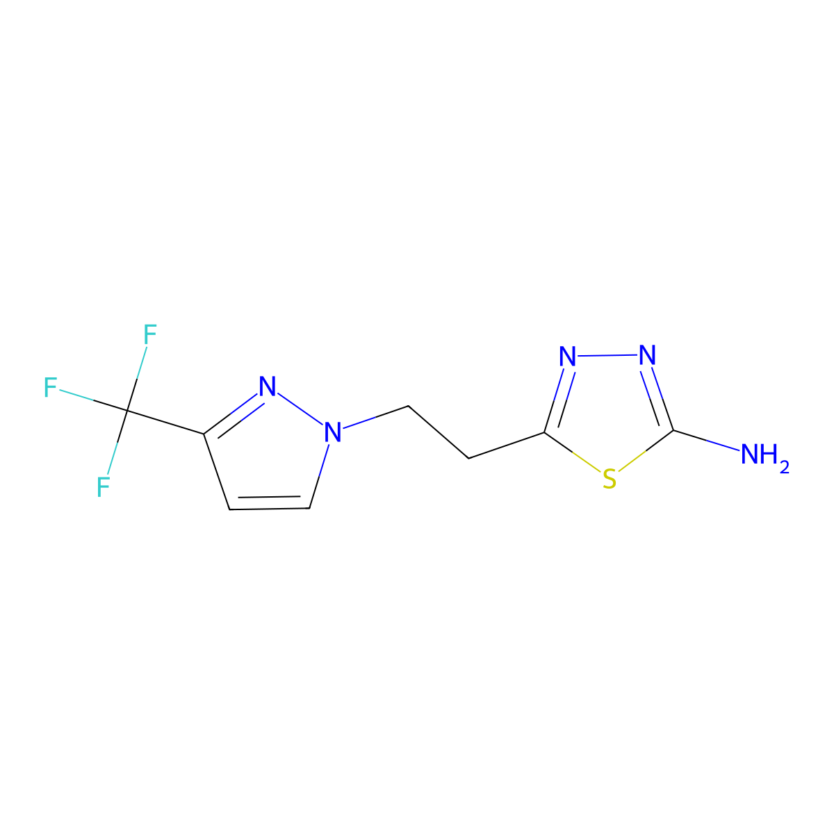 5-{2-[3-(Trifluoromethyl)-1H-pyrazol-1-yl]ethyl}-1,3,4-thiadiazol-2-amine molecular structure, CAS 2054954-09-3