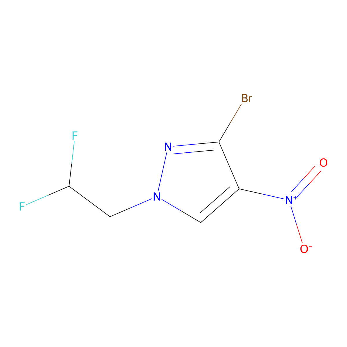 3-Bromo-1-(2,2-difluoroethyl)-4-nitro-1H-pyrazole molecular structure, CAS 2054954-10-6