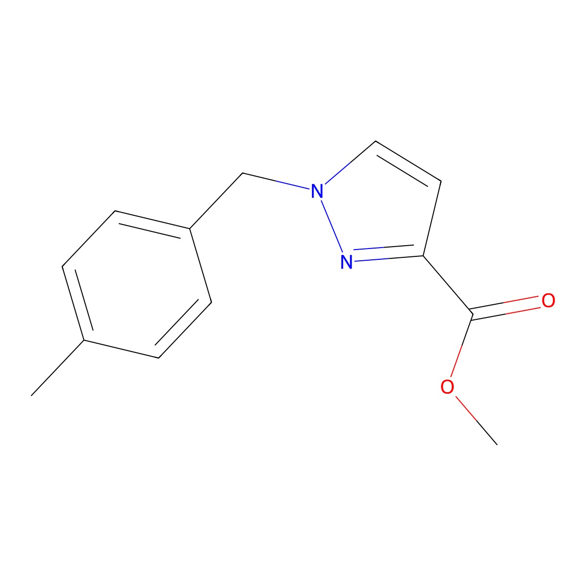 Methyl 1-(4-methylbenzyl)-1H-pyrazole-3-carboxylate molecular structure, CAS 2054954-11-7