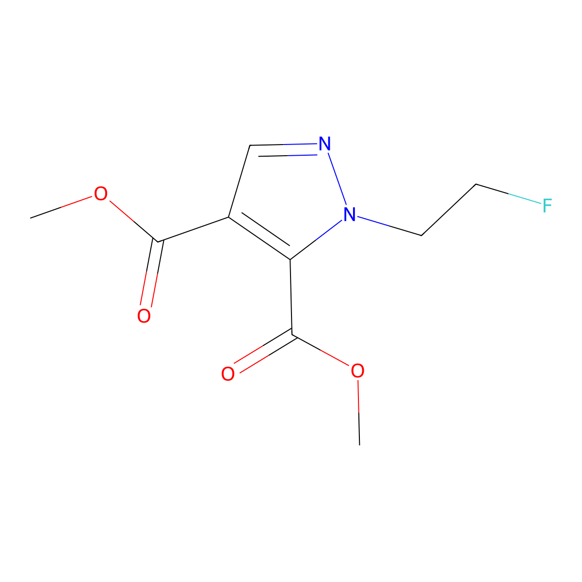 Dimethyl 1-(2-fluoroethyl)-1H-pyrazole-4,5-dicarboxylate molecular structure, CAS 2054954-12-8
