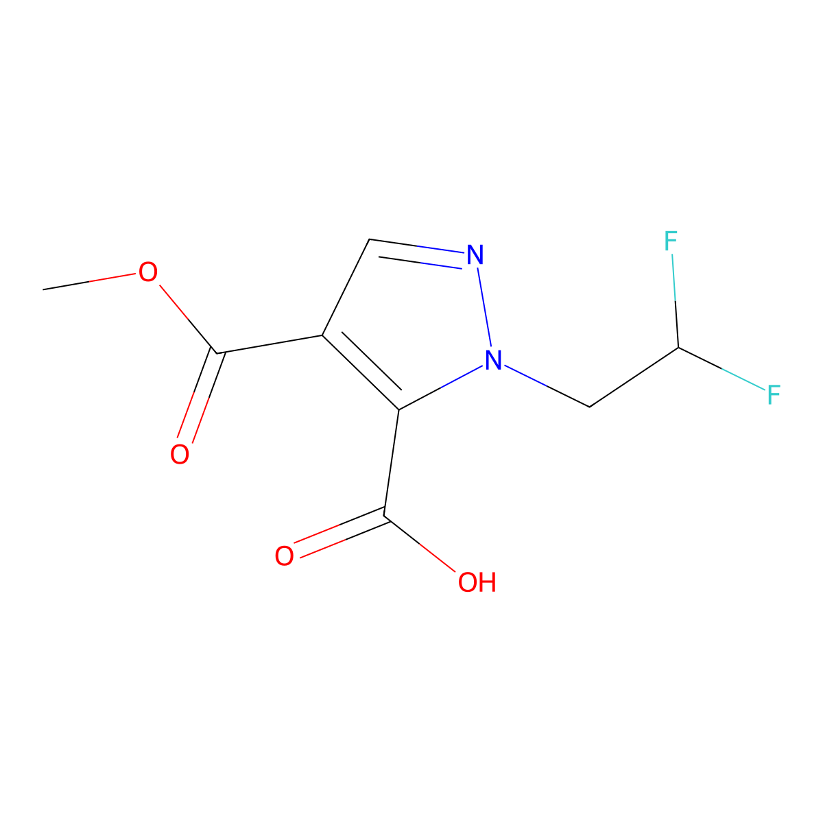 1-(2,2-Difluoroethyl)-4-(methoxycarbonyl)-1H-pyrazole-5-carboxylic acid molecular structure, CAS 2054954-15-1
