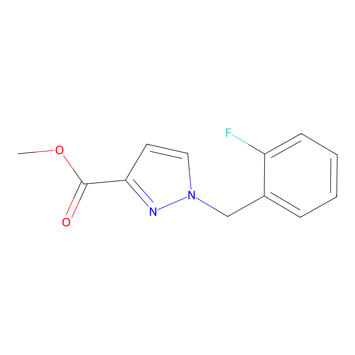 Methyl 1-(2-fluorobenzyl)-1H-pyrazole-3-carboxylate molecular structure, CAS 2054954-22-0