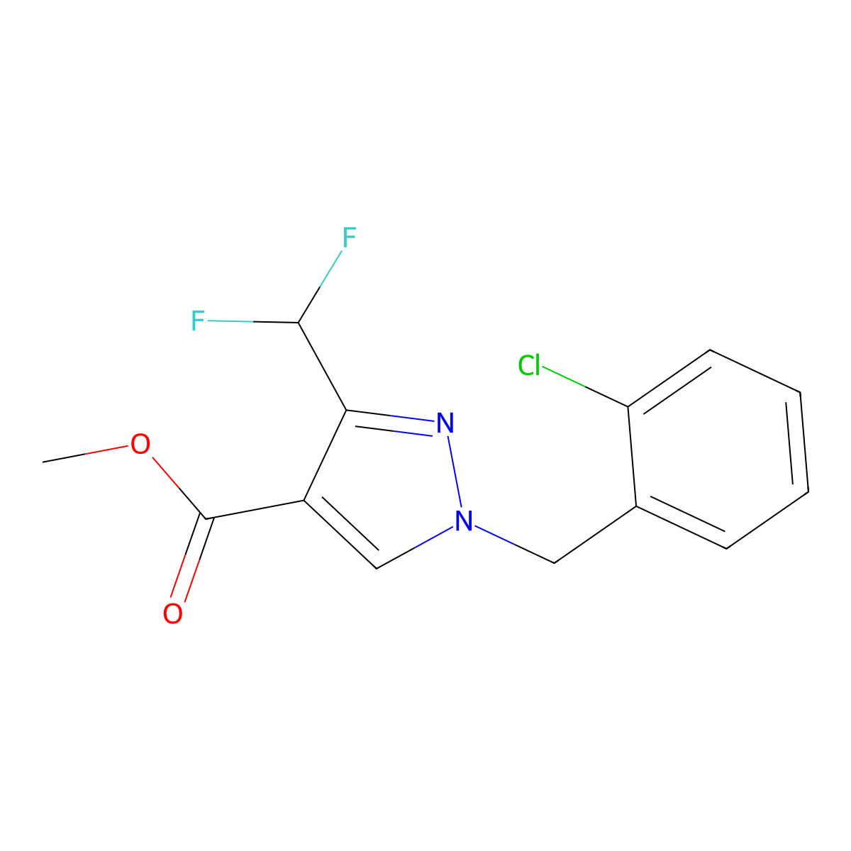 Methyl 1-(2-chlorobenzyl)-3-(difluoromethyl)-1H-pyrazole-4-carboxylate molecular structure, CAS 2054954-47-9