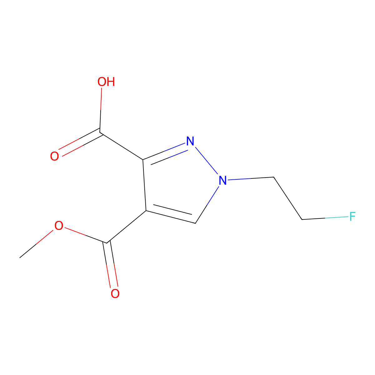 1-(2-Fluoroethyl)-4-(methoxycarbonyl)-1H-pyrazole-3-carboxylic acid molecular structure, CAS 2054954-49-1
