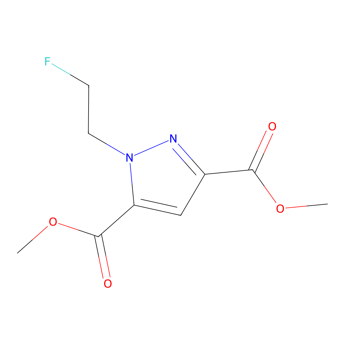 Dimethyl 1-(2-fluoroethyl)-1H-pyrazole-3,5-dicarboxylate molecular structure, CAS 2054954-53-7