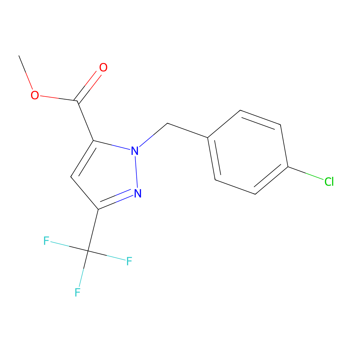 Methyl 1-(4-chlorobenzyl)-3-(trifluoromethyl)-1H-pyrazole-5-carboxylate molecular structure, CAS 2054954-61-7