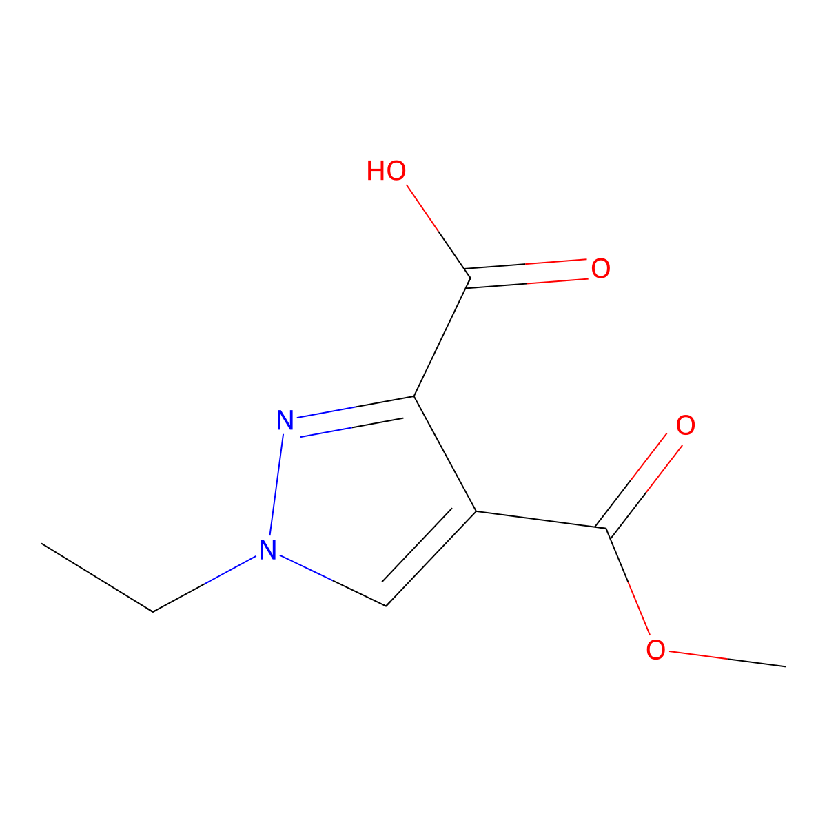1-Ethyl-4-(methoxycarbonyl)-1H-pyrazole-3-carboxylic acid molecular structure, CAS 2054954-65-1