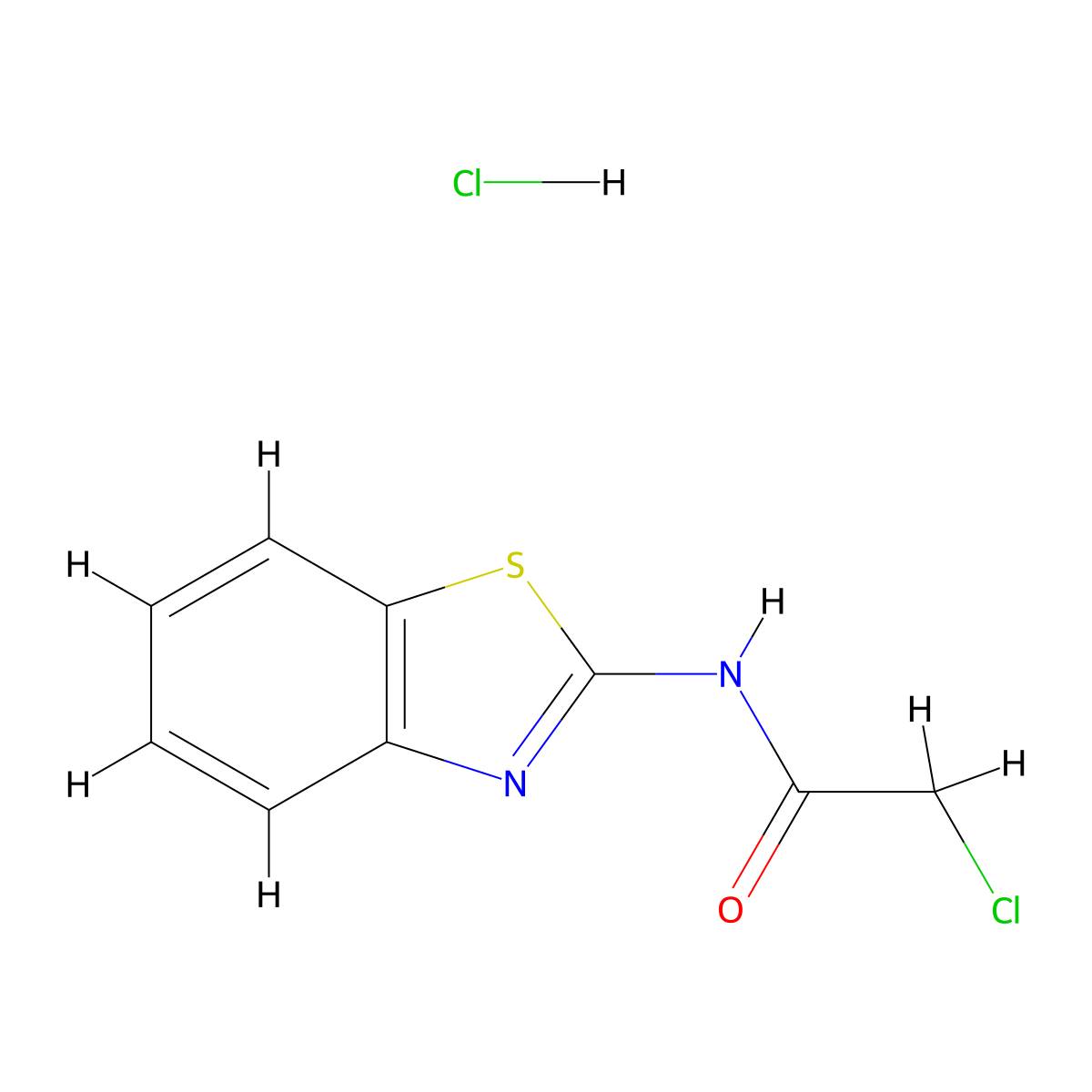 N-(1,3-benzothiazol-2-yl)-2-chloroacetamide hydrochloride molecular structure, CAS 205501-48-0